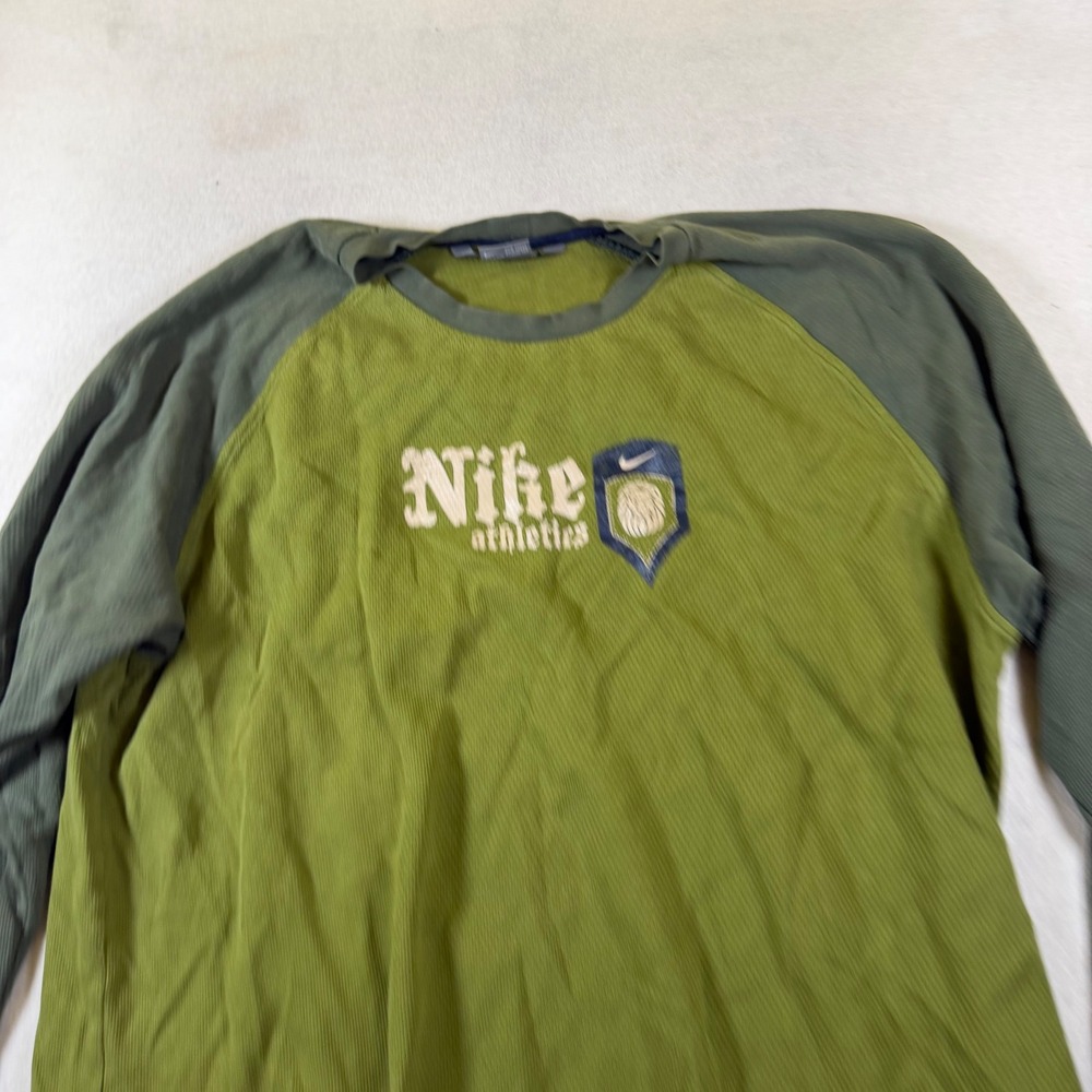 Nike Men's Two-Tone Olive and Forest Green Long Sleeve Raglan Tee